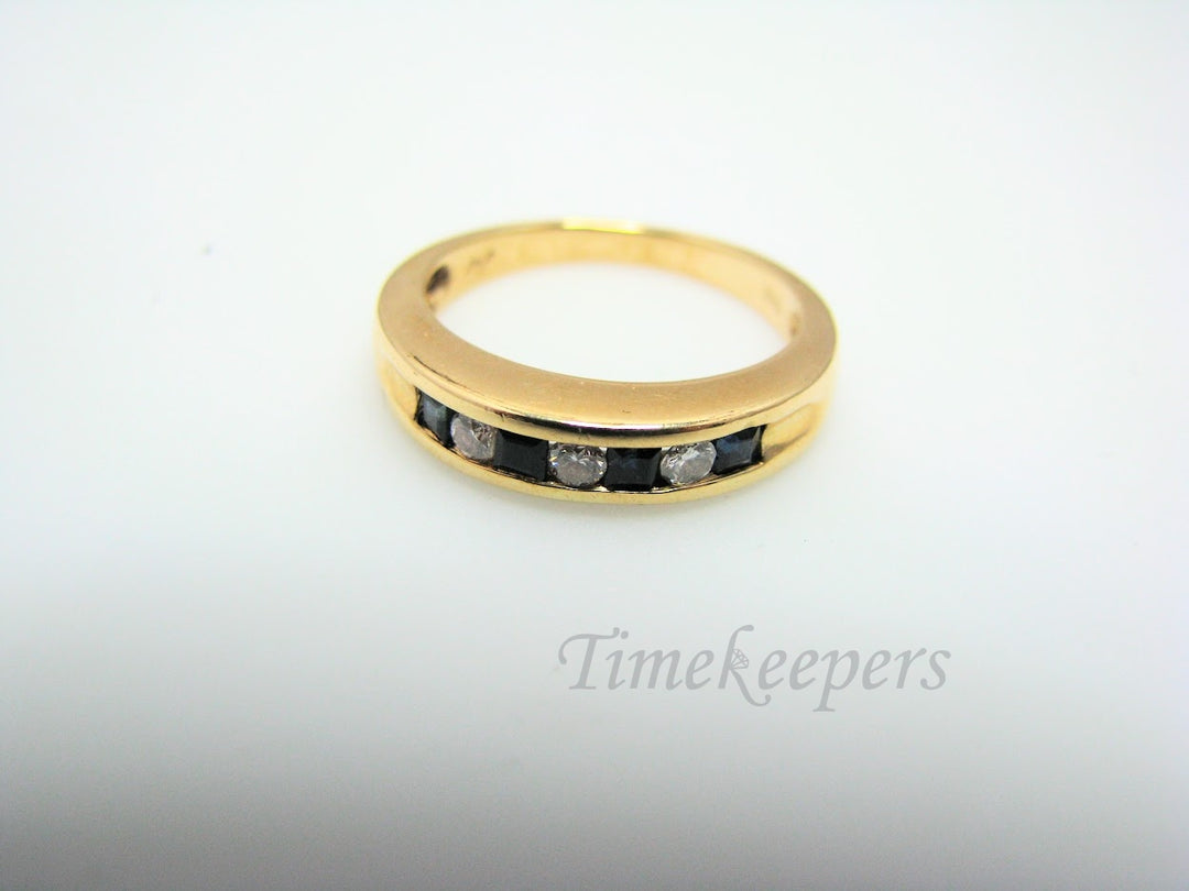 H330 Cute Sapphire and Diamond 14k Yellow Gold Wedding Band in Size 6.5