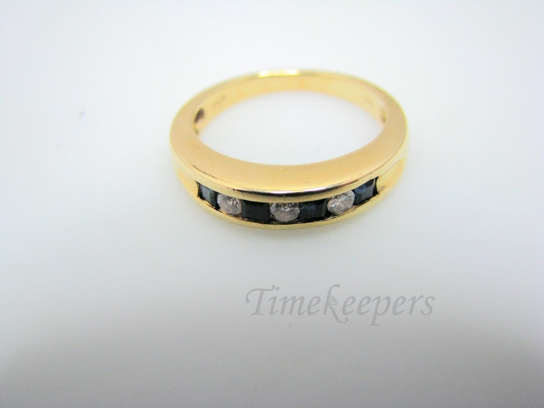 H330 Cute Sapphire and Diamond 14k Yellow Gold Wedding Band in Size 6.5