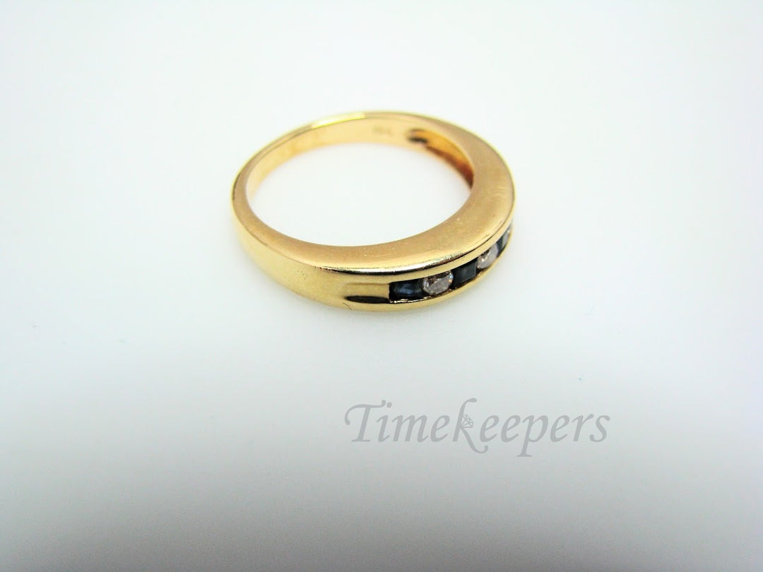 H330 Cute Sapphire and Diamond 14k Yellow Gold Wedding Band in Size 6.5
