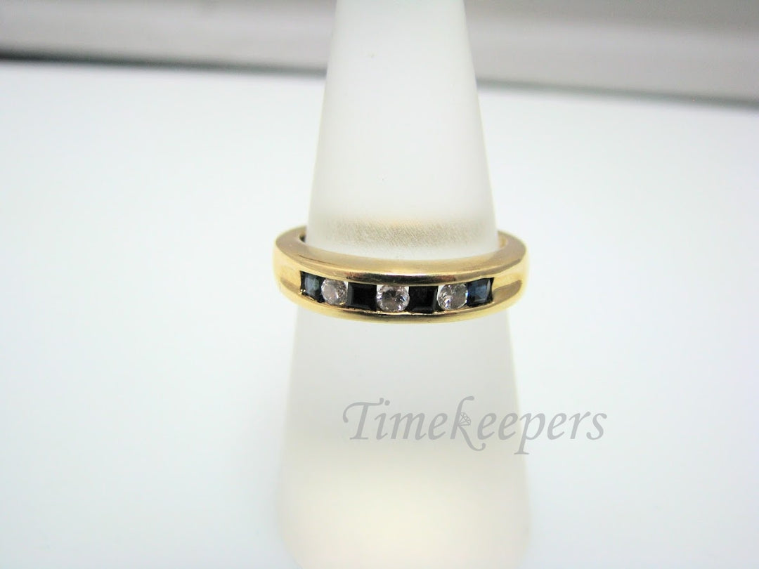 H330 Cute Sapphire and Diamond 14k Yellow Gold Wedding Band in Size 6.5