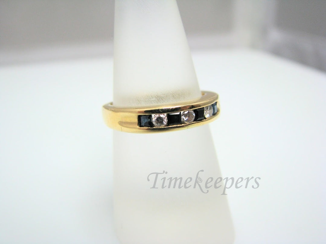 H330 Cute Sapphire and Diamond 14k Yellow Gold Wedding Band in Size 6.5