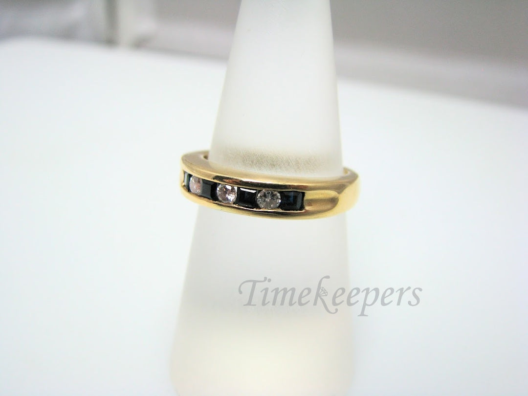 H330 Cute Sapphire and Diamond 14k Yellow Gold Wedding Band in Size 6.5
