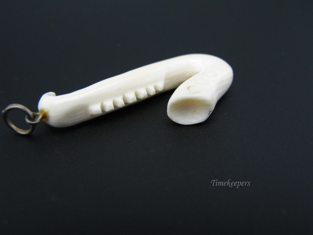 c673 Vintage Carved Bone Saxaphone Pendant/ Charm