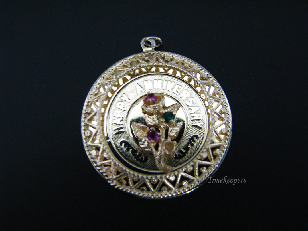 C675 Vintage 14k Gold Pendant - "Happy Anniversary"