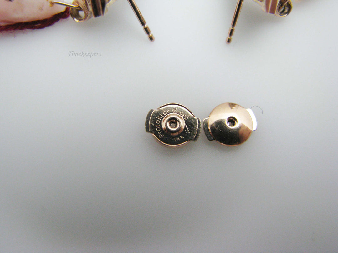 b502 Pretty 14kt Rose Gold Ruby and Pink Opal Drop Earrings