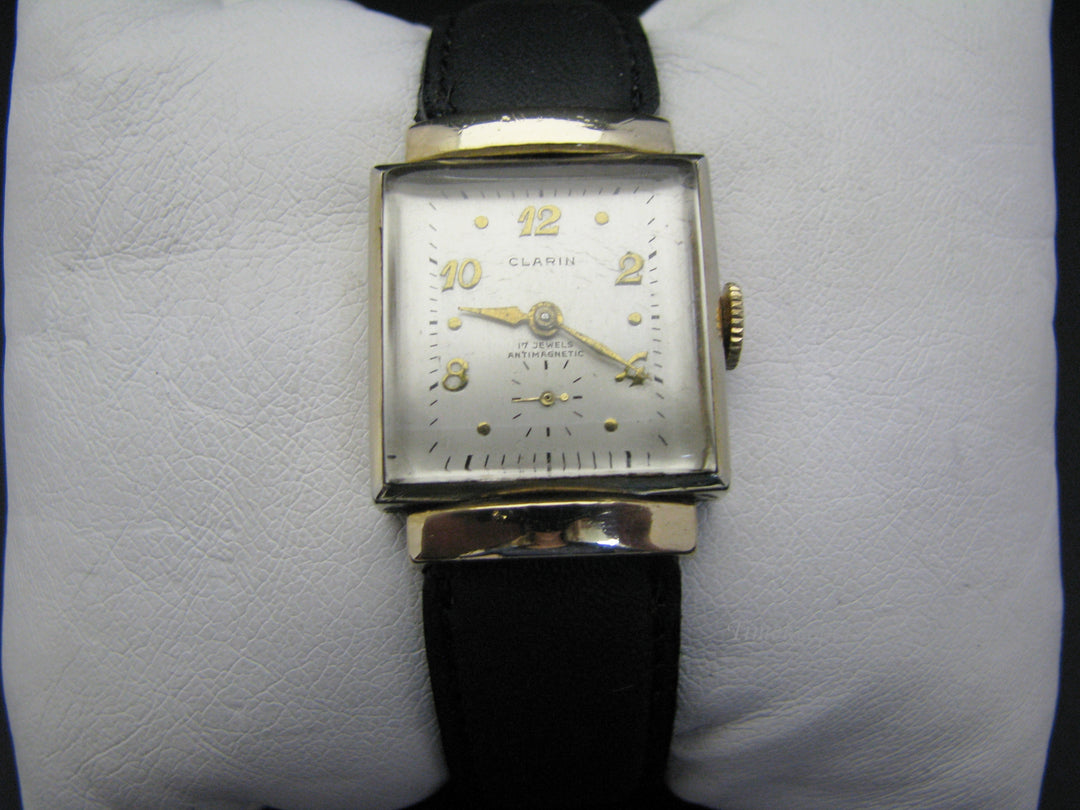 c758 Nice Vintage Clarin Gold Tone Mechanical Wrist Watch 1950's