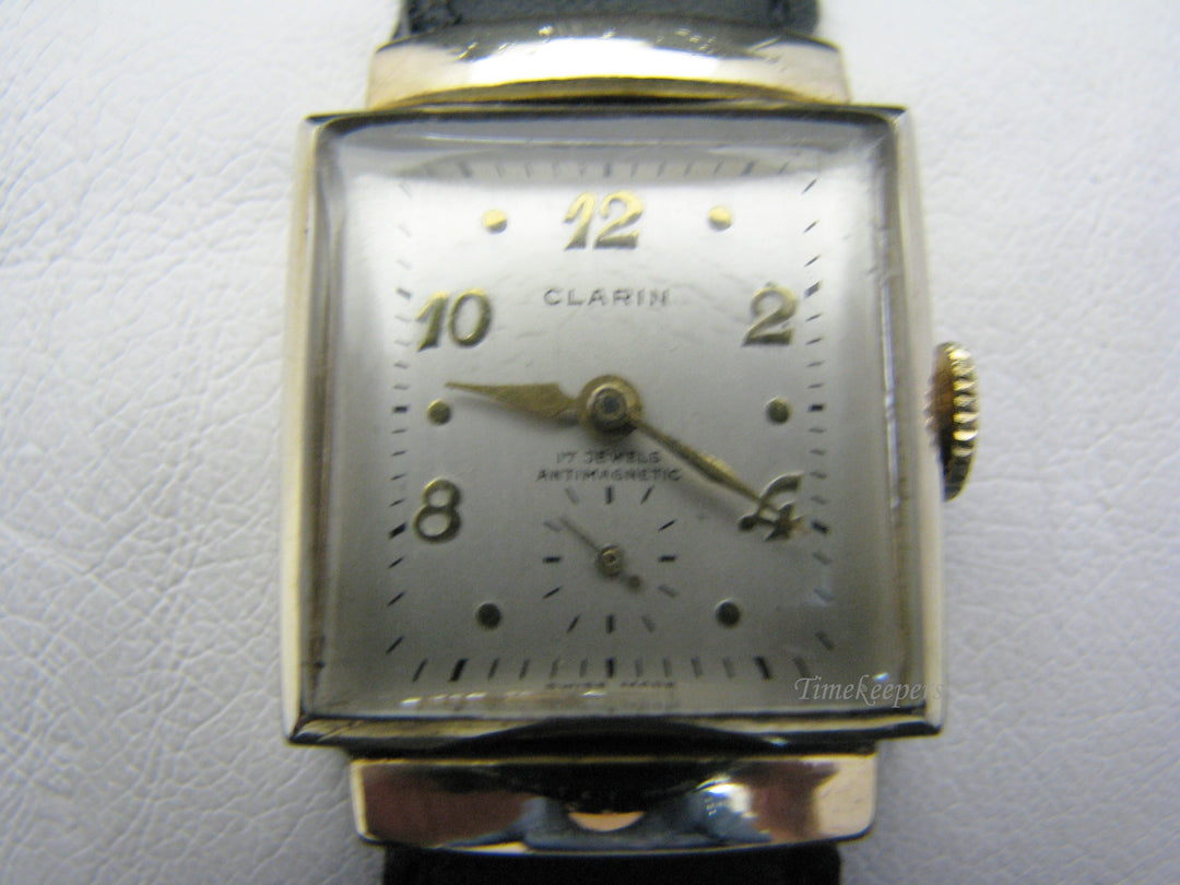 c758 Nice Vintage Clarin Gold Tone Mechanical Wrist Watch 1950's