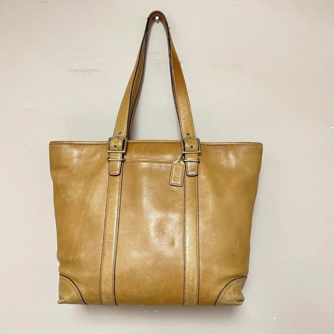 m350 Vintage Coach Hampton Large Carryall Tote Bag Purse Leather Camel J05I-6491