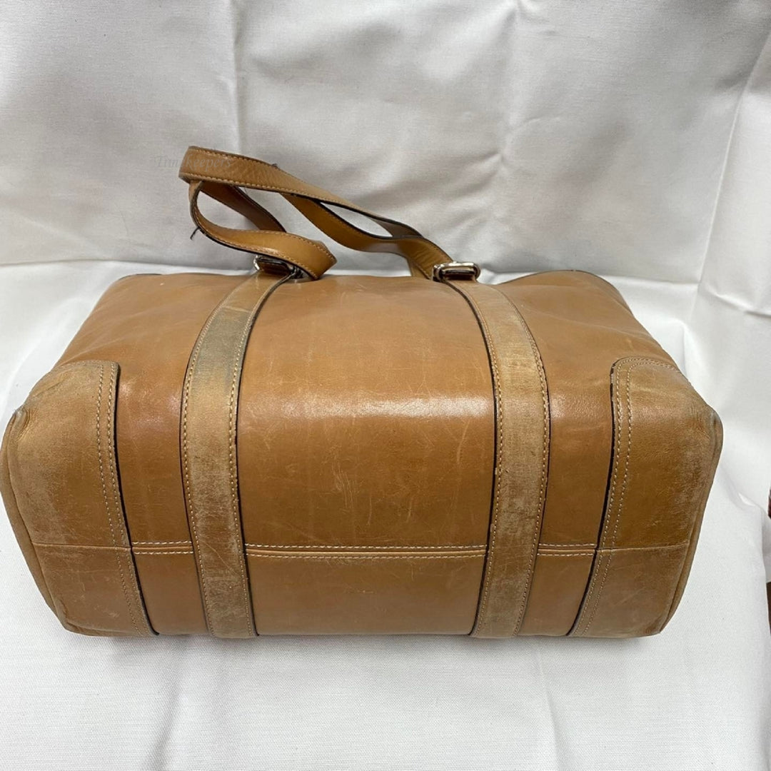 m350 Vintage Coach Hampton Large Carryall Tote Bag Purse Leather Camel J05I-6491
