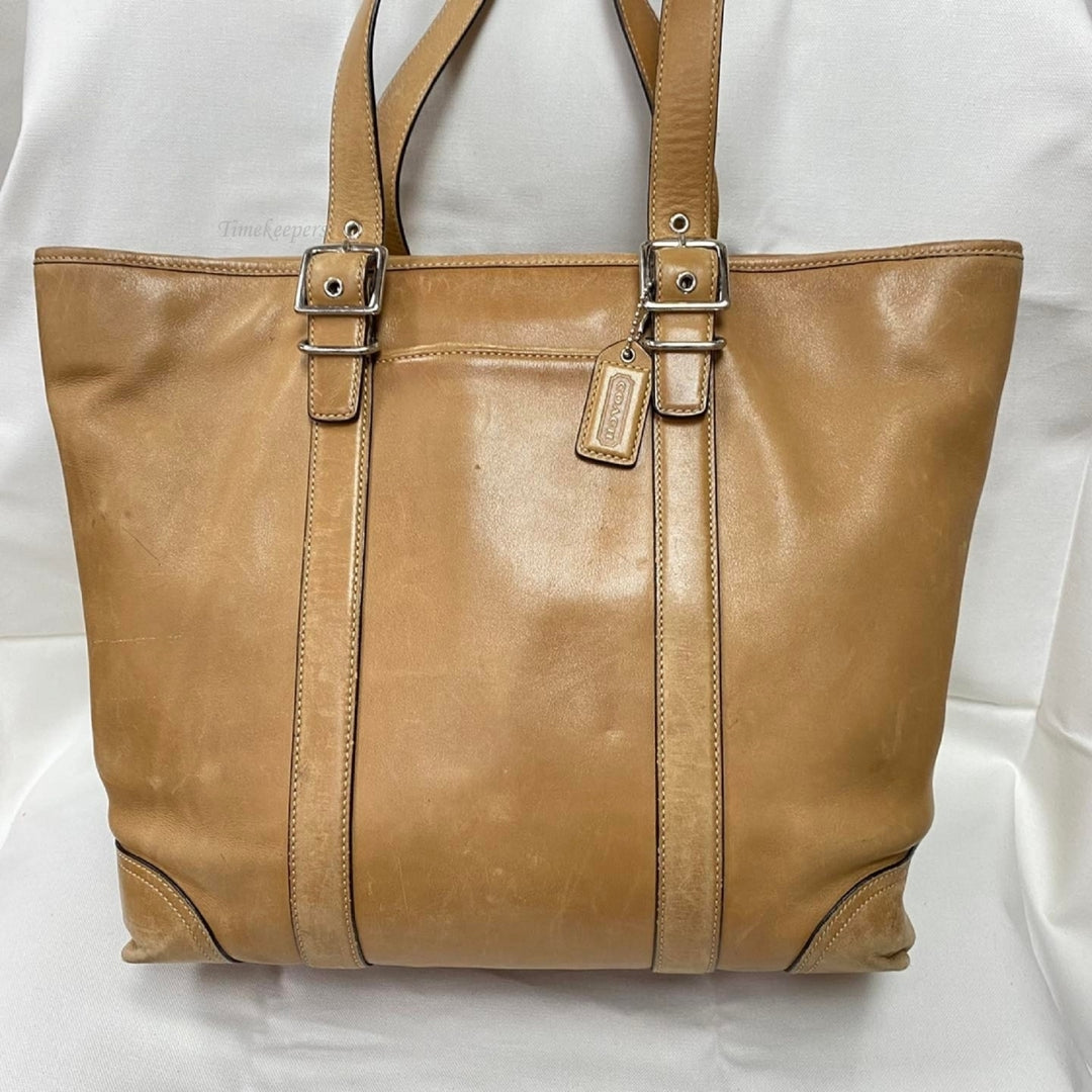 m350 Vintage Coach Hampton Large Carryall Tote Bag Purse Leather Camel J05I-6491