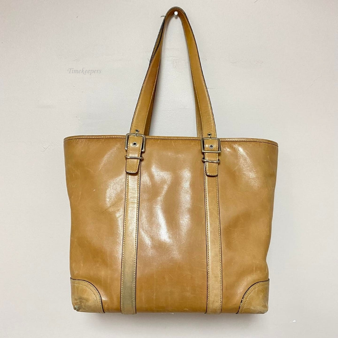 m350 Vintage Coach Hampton Large Carryall Tote Bag Purse Leather Camel J05I-6491