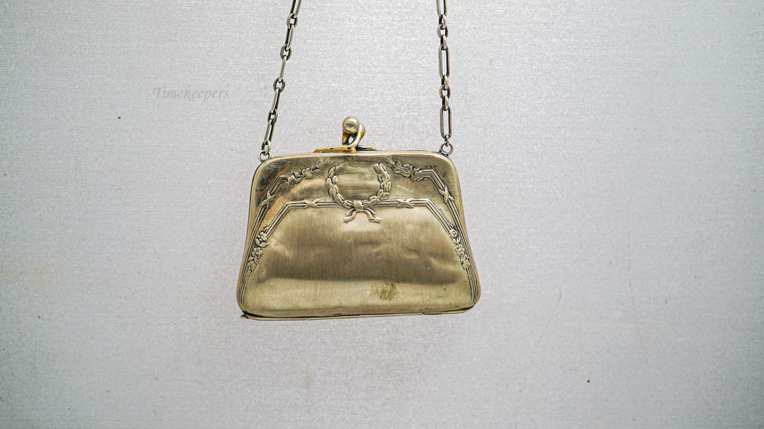 K427 Vintage 1910's Ladies Silver Purse