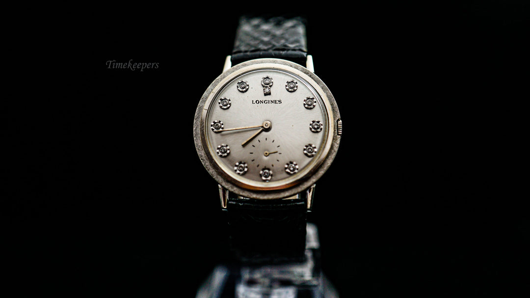 b879 Men's Classic Mechanical 14kt White Gold Longines Wristwatch with box