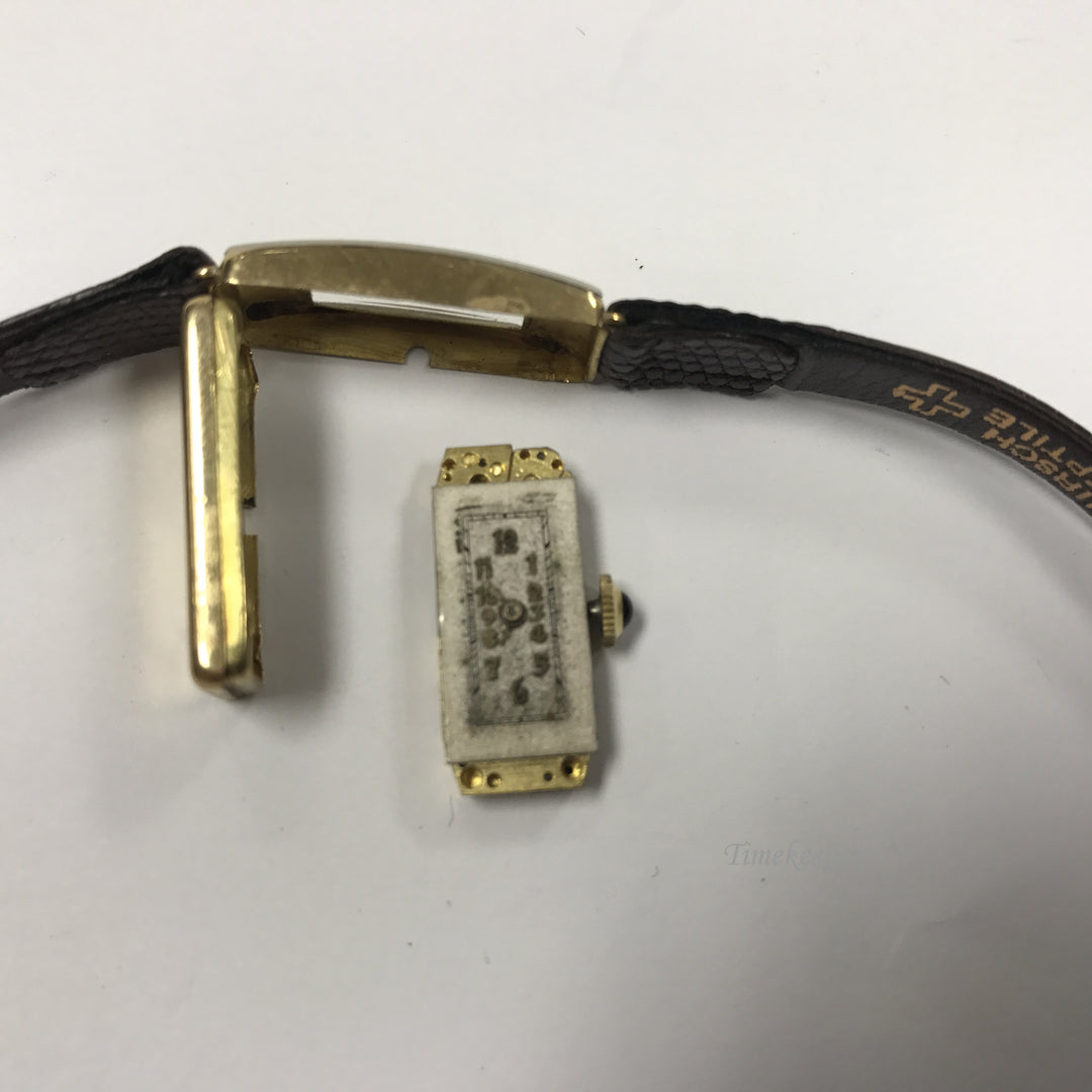 a601 Vintage 1920's 10k Sapphire Crown Elegant Swiss Wrist Watch