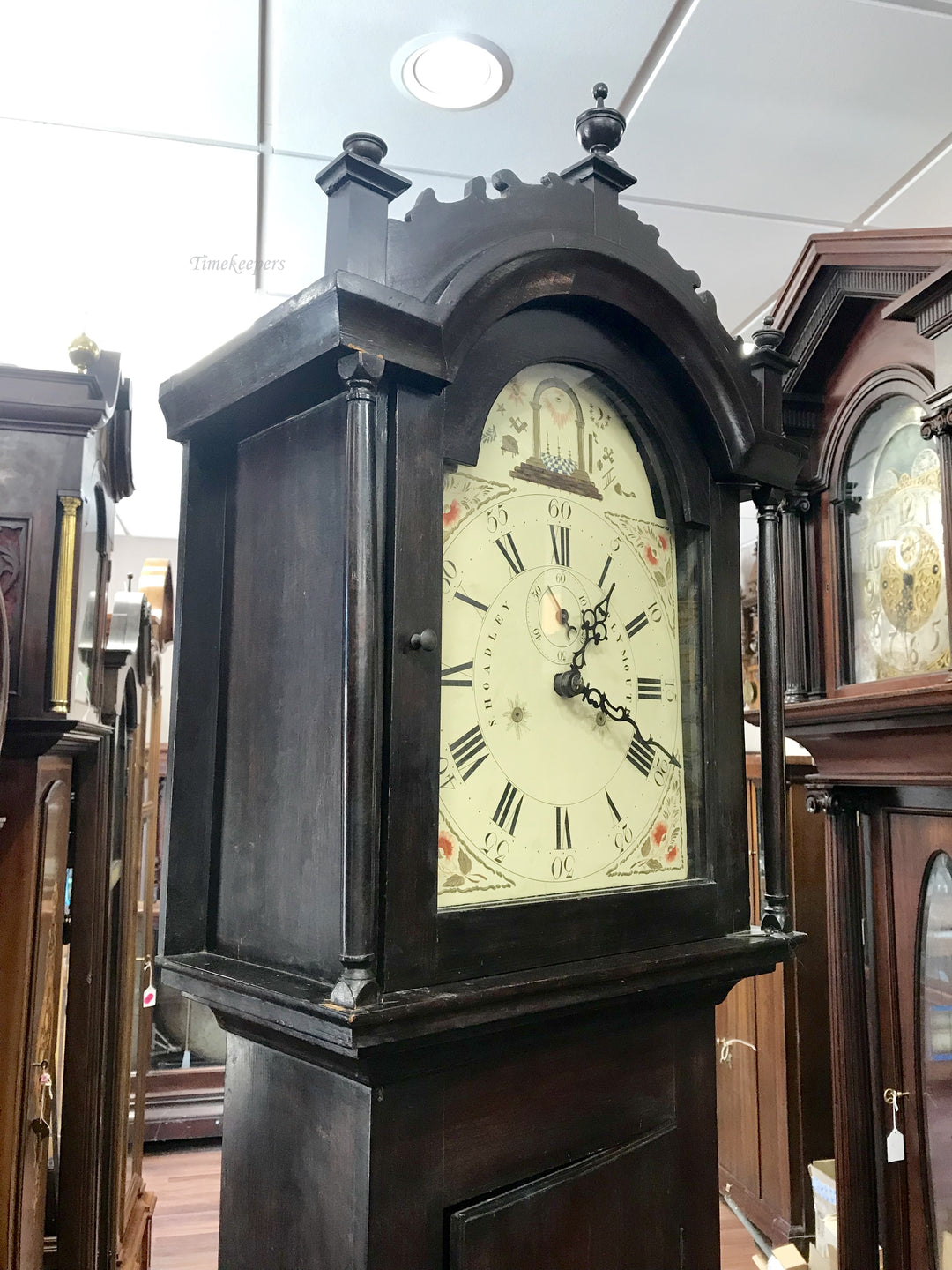 c015c Antique Working Early American Wood Work S.Hadley Tall Grandfather Clock