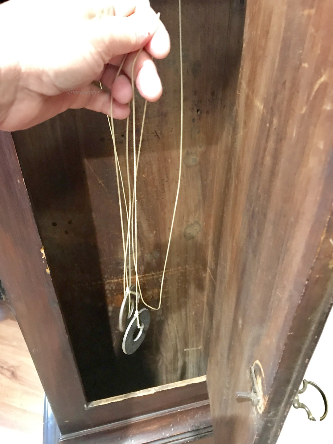 c015c Antique Working Early American Wood Work S.Hadley Tall Grandfather Clock