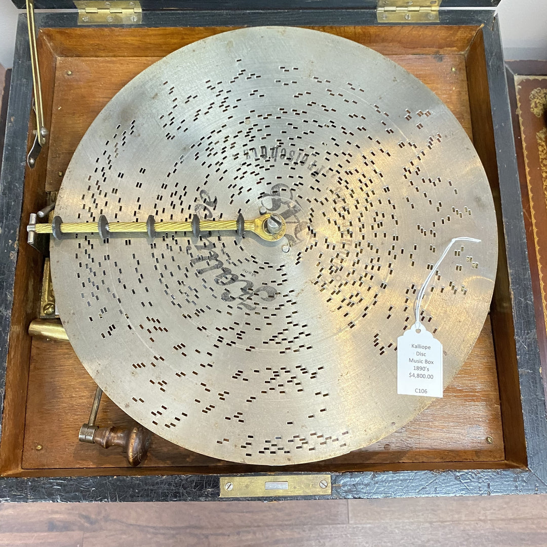 c106c Antique 1890's Calliope Disc Playing Bells Musical Box Working Condition