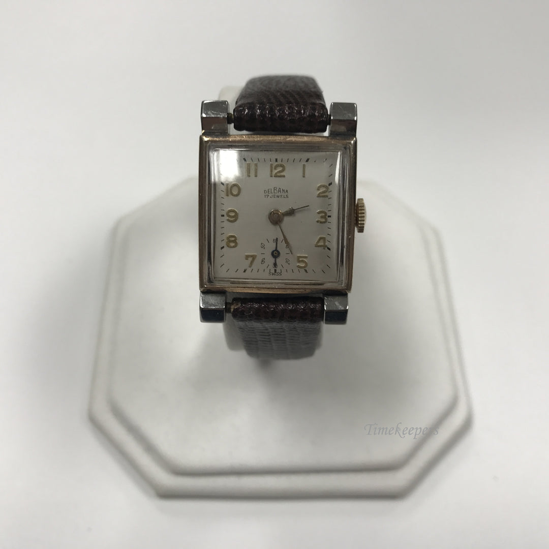 d019 Vintage Original Delbana Swiss 17J Hand Winding Silver Two Tone Wrist Watch