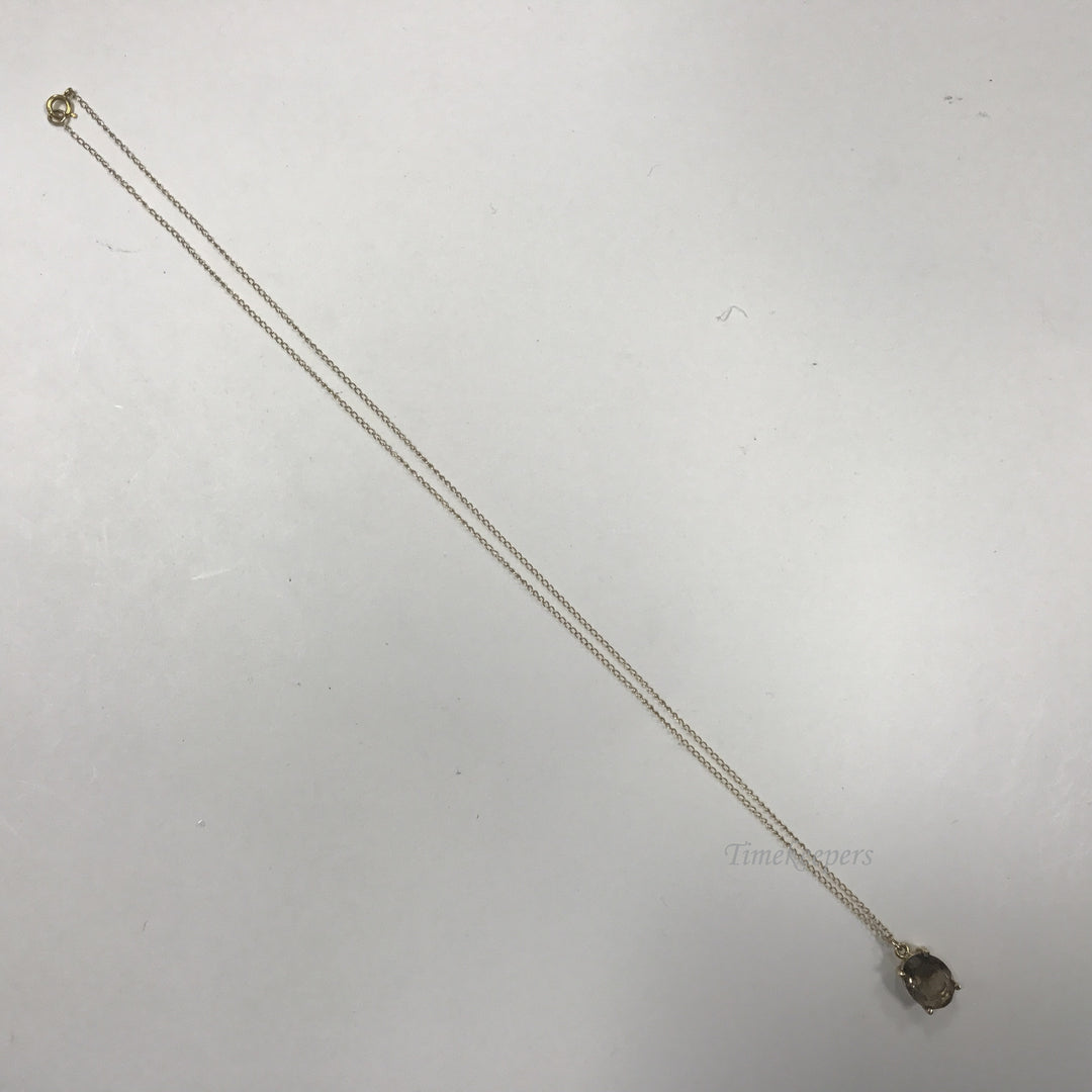 d095 Vintage 14k Yellow Gold Oval Stone Charm Pendant 17" Chain 10K Necklace