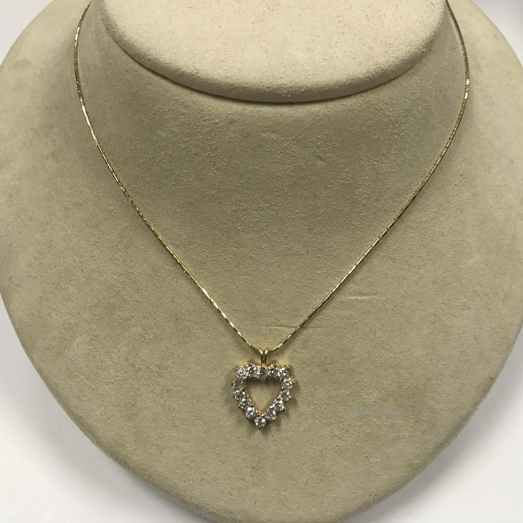 d103 Vintage 14K Yellow Gold Diamond Heart Pendant 22" Chain Necklace
