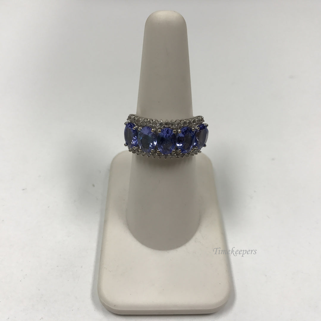 d118 Vintage Elegant Sterling Silver Blue White Multi Stones Women's Ring Sz 7