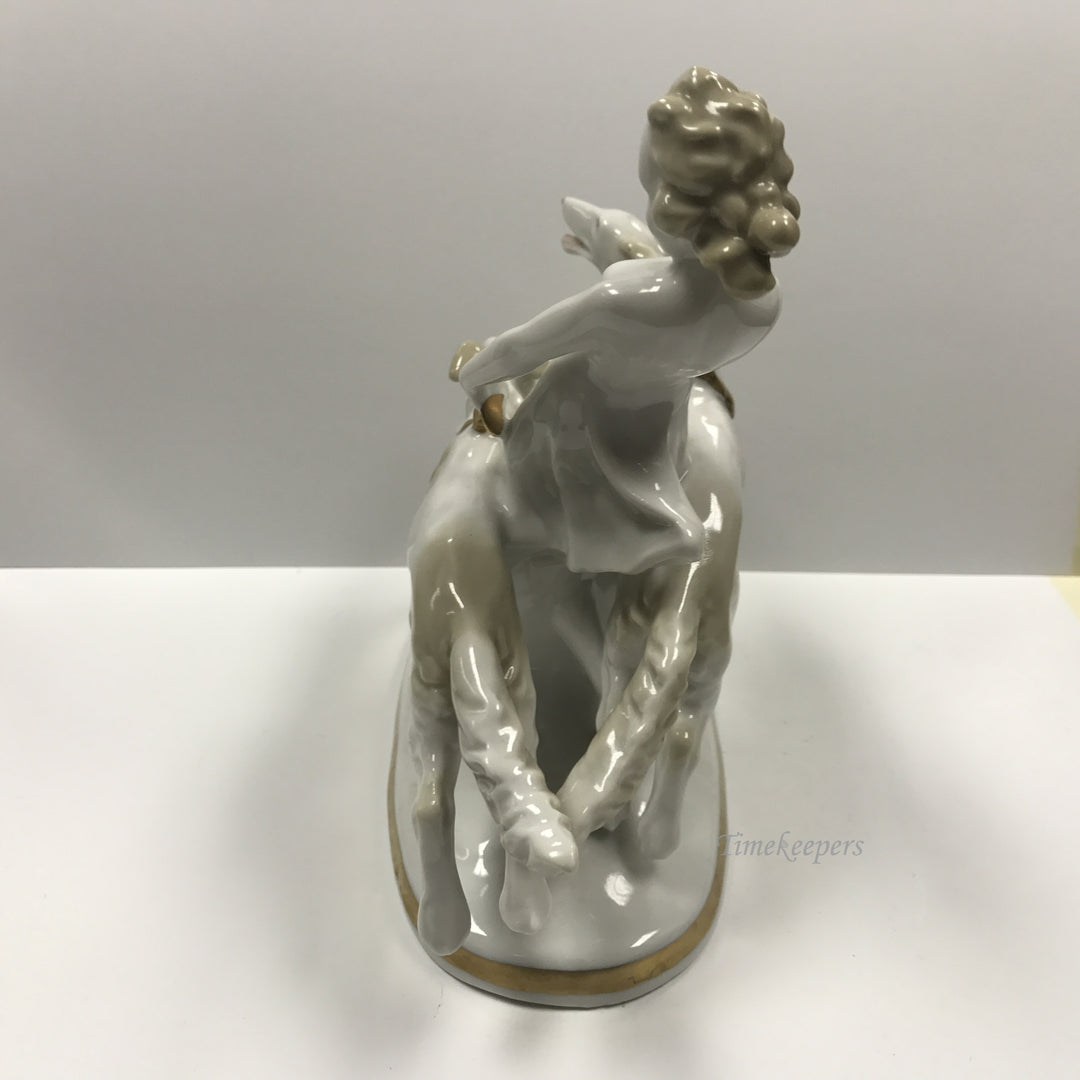 d200 Antique Original Porcelain Girl with Two Hunting Dogs Figurine Germany Made