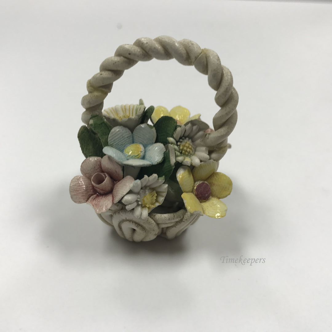 d204 Vintage Gegia Bronzini Italy Porcelain Flower Basket With Twisted Handle