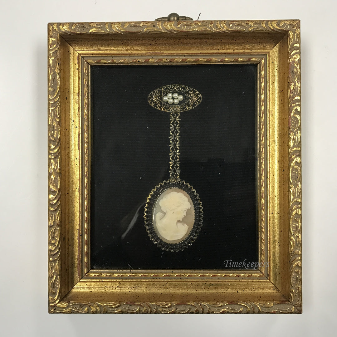 d212 Vintage Wall Art Framed Hanging Brooch Genuine Hand Carved Carnelian Cameo