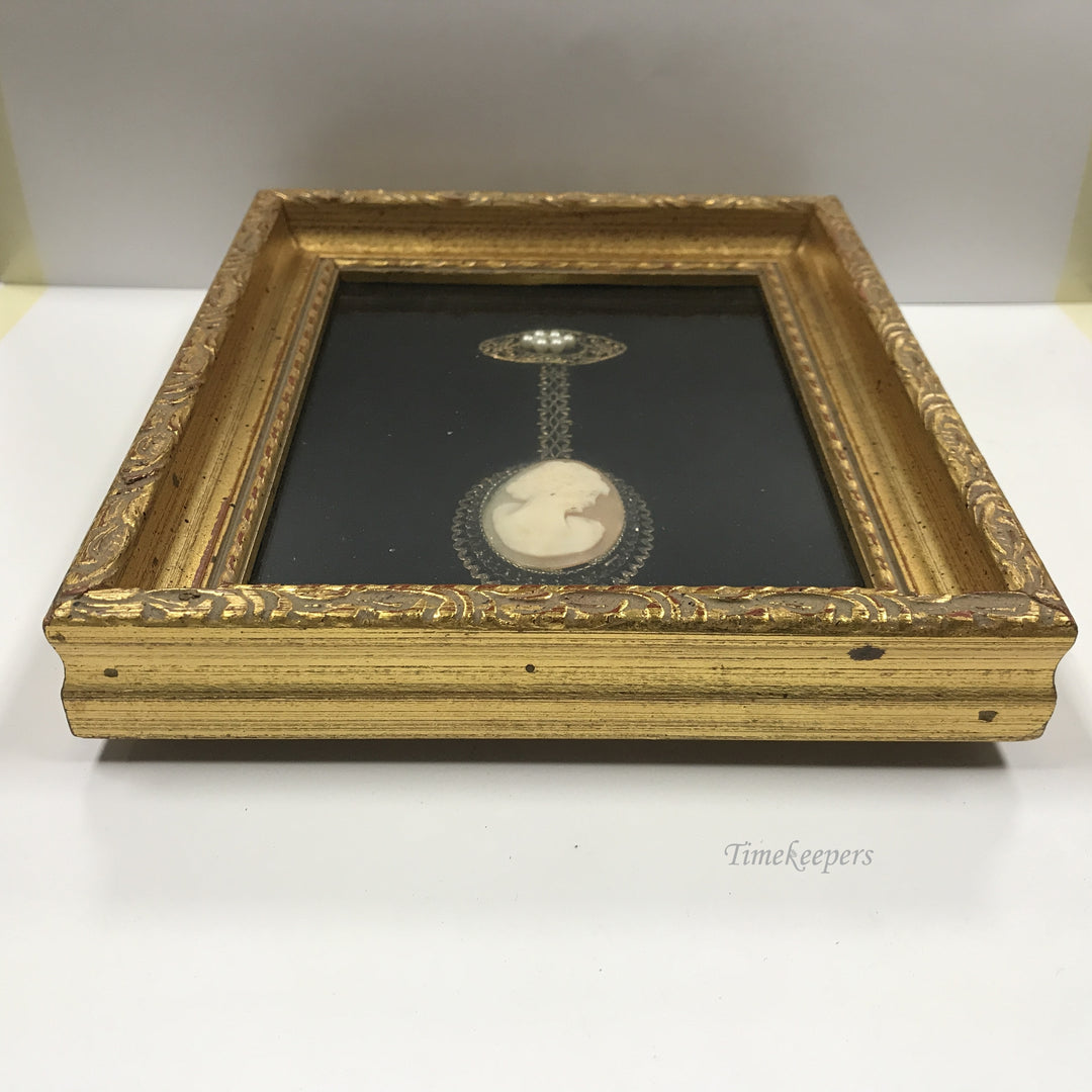 d212 Vintage Wall Art Framed Hanging Brooch Genuine Hand Carved Carnelian Cameo