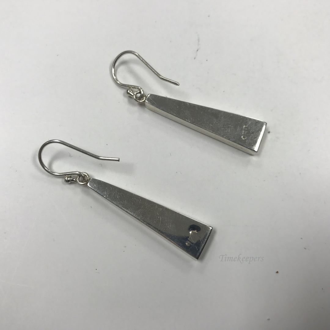 d217 Vintage Original Sterling Silver Dangle Earrings with Red/Black In-fill