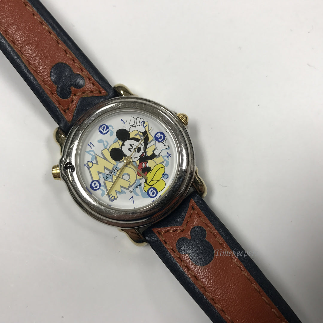 d254 Vintage Lorus Disney Mickey Stainless Steel Water Resist Quartz Wrist Watch