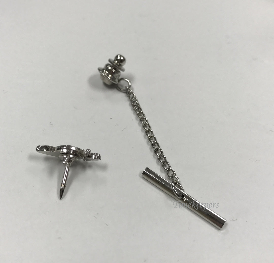 d258 Vintage Authentic Silver Tone Crescent Shriners Lapel or Hat Pin White Stone