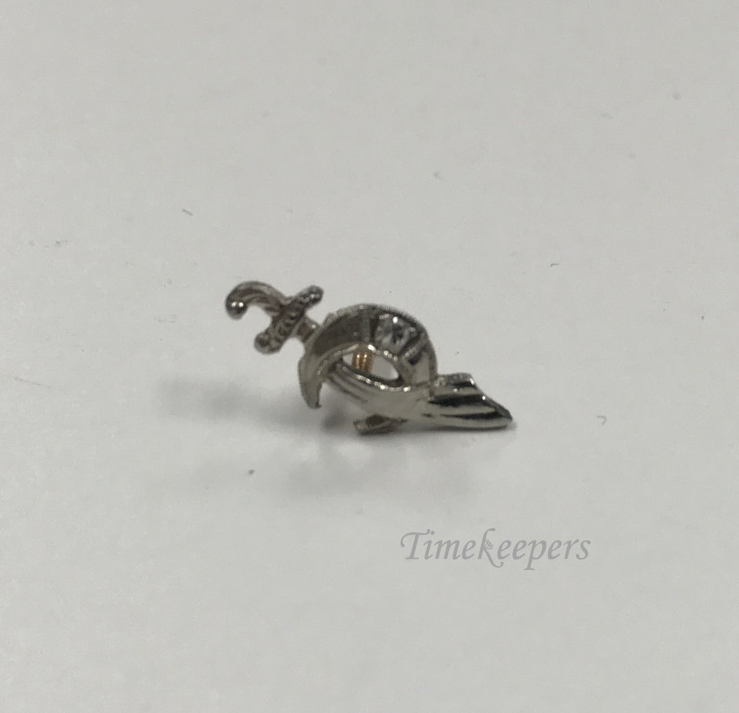 d260 Vintage Authentic 14K White Gold Diamond Shriners Lapel pin or Hat Pin