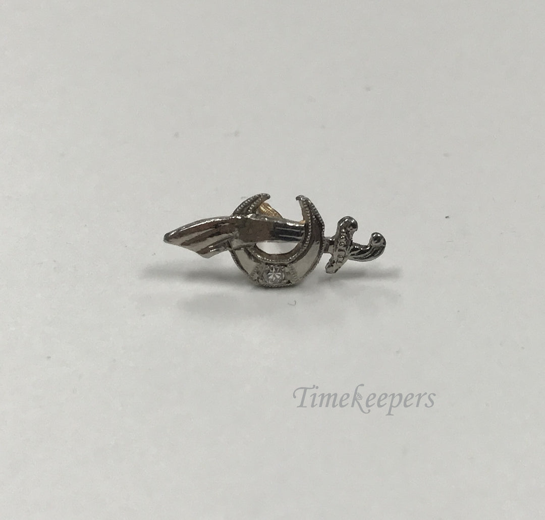 d260 Vintage Authentic 14K White Gold Diamond Shriners Lapel pin or Hat Pin