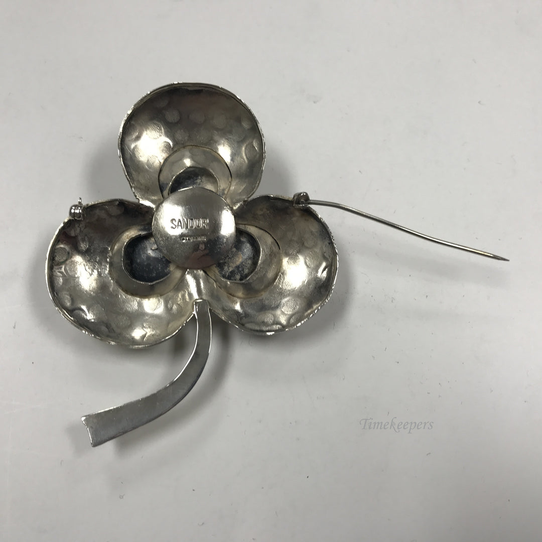 d271 Vintage Sterling Silver Three Petal Flower Unisex Brooch Pin Sandor 925