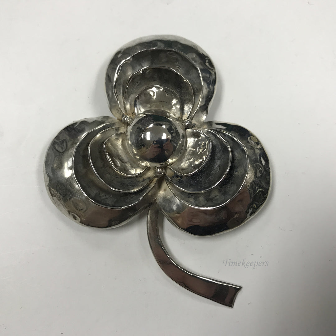 d271 Vintage Sterling Silver Three Petal Flower Unisex Brooch Pin Sandor 925