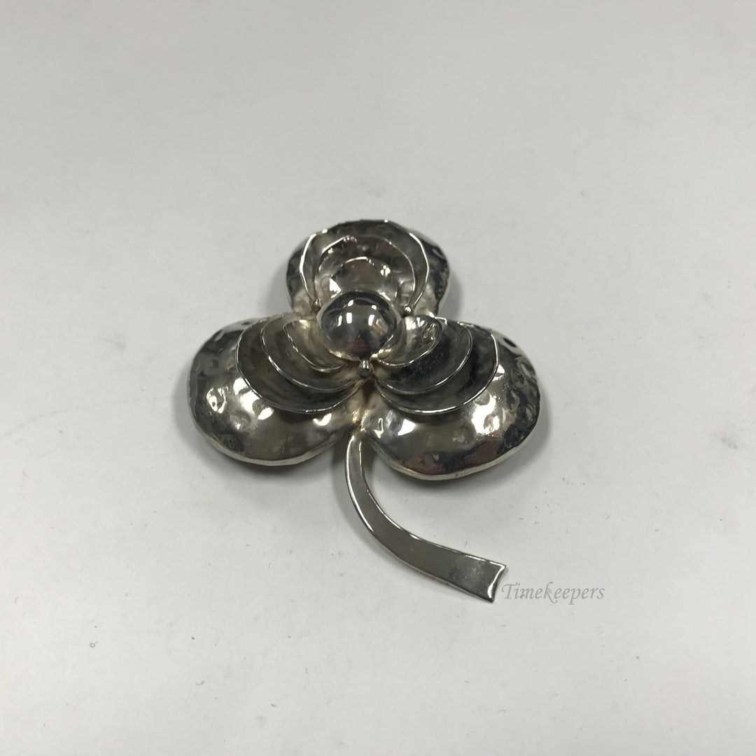 d271 Vintage Sterling Silver Three Petal Flower Unisex Brooch Pin Sandor 925
