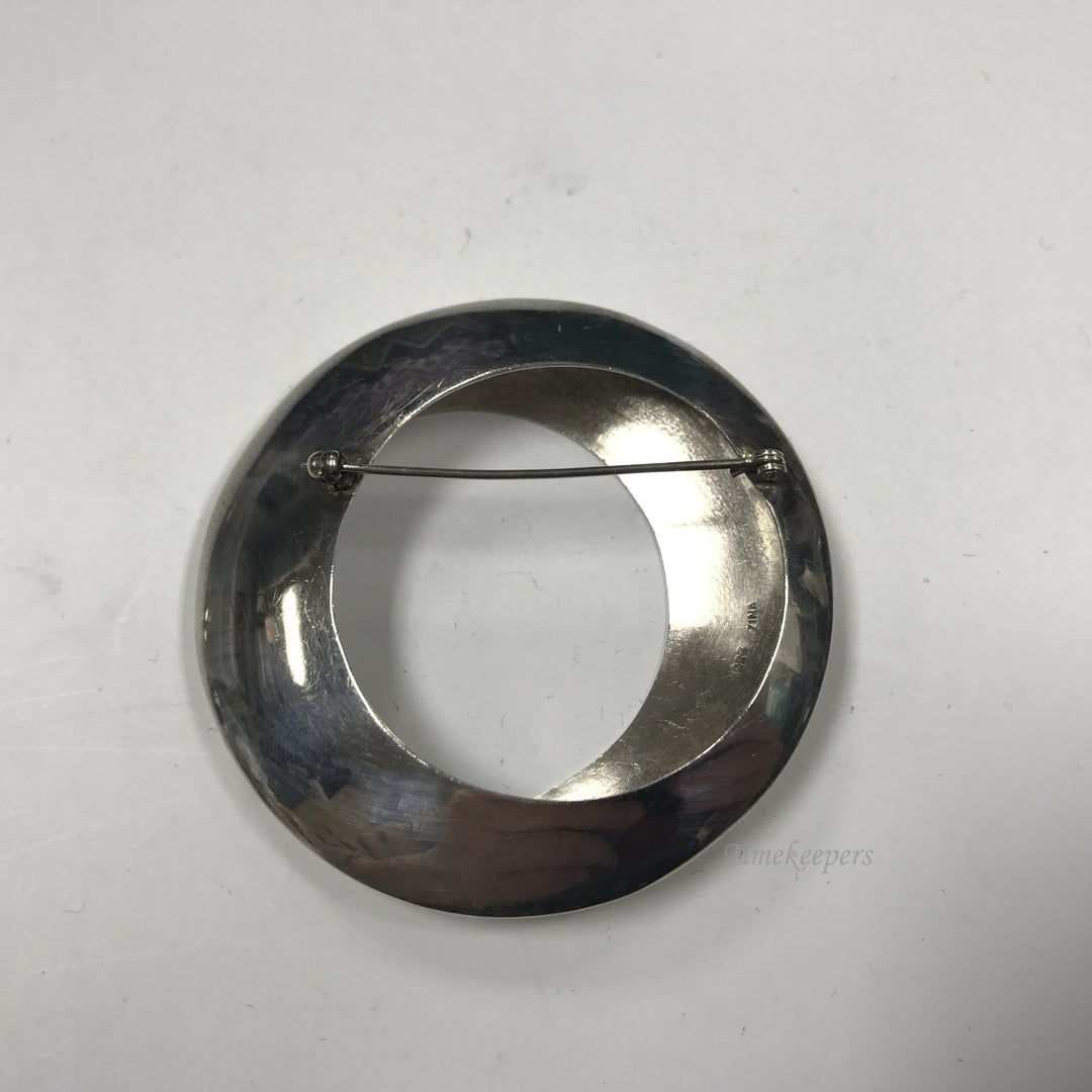d272 Vintage Sterling Silver Open Circle Unisex Brooch Pin Sandor 925