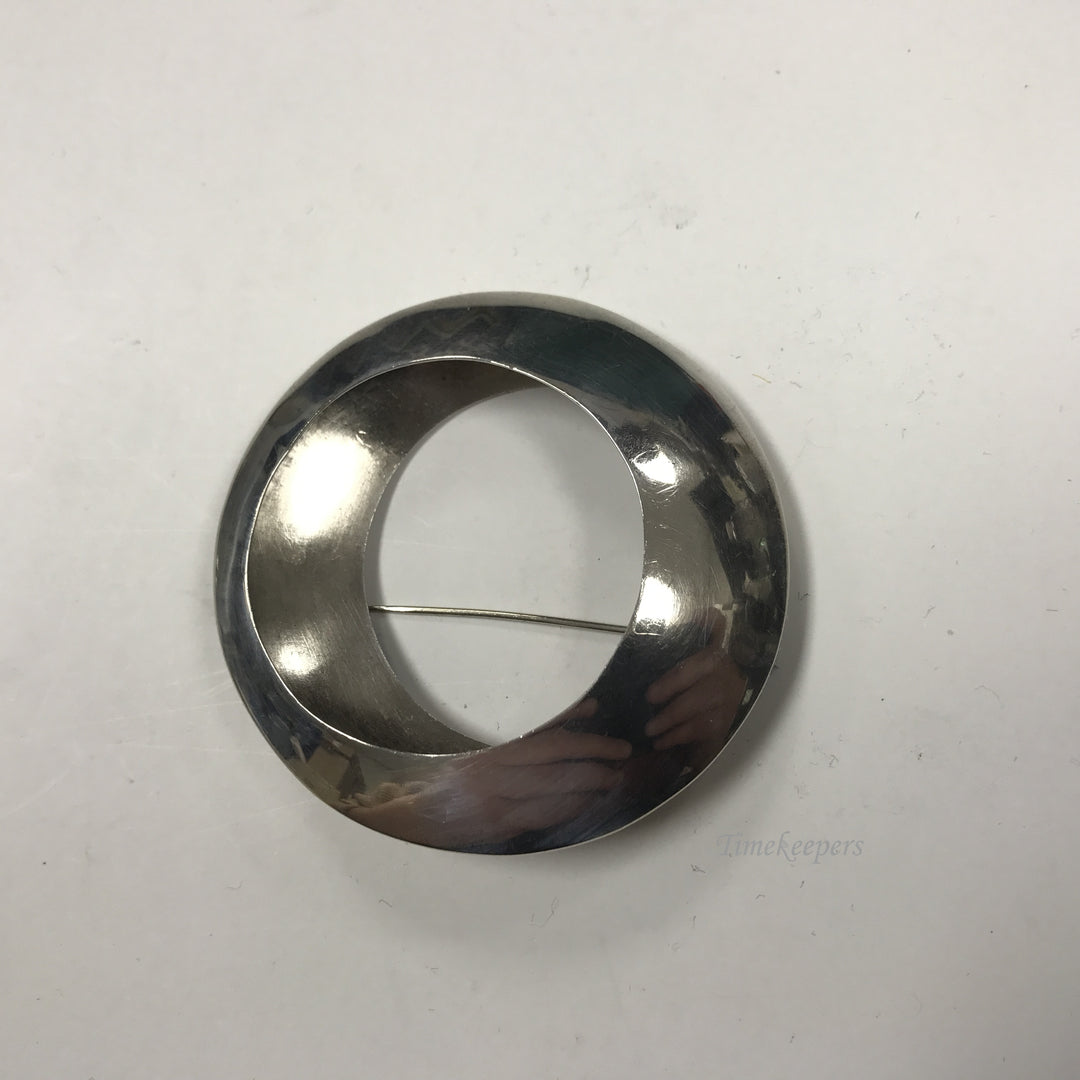 d272 Vintage Sterling Silver Open Circle Unisex Brooch Pin Sandor 925