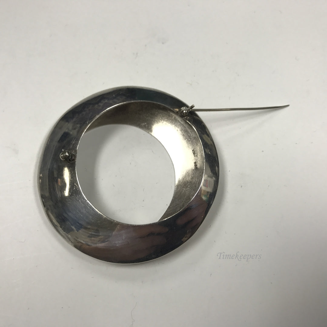 d272 Vintage Sterling Silver Open Circle Unisex Brooch Pin Sandor 925