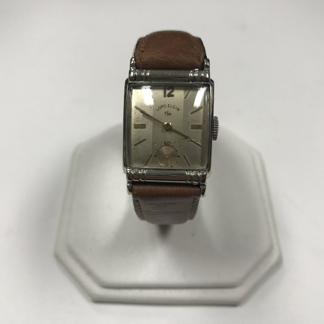 d330 Vintage Lord Elgin 10K RGP Bezel Stainless Steel Mechanical Wrist Watch