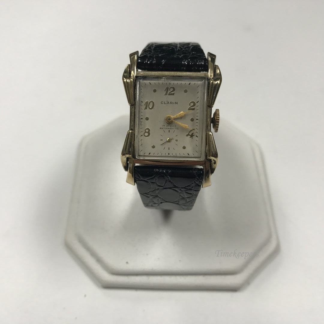 d346 Vintage Swiss Clarin 17Jewels Gold Tone Mechanical Men's Wrist Watch