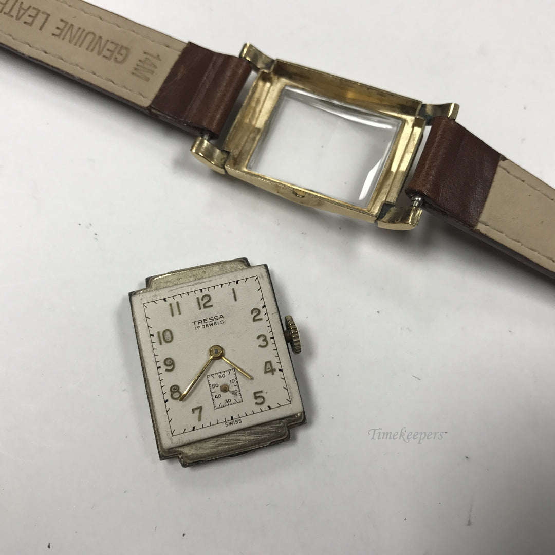 d347 Vintage Original Tressa Gold Tone Stainless Mechanical Wrist Watch 1950's