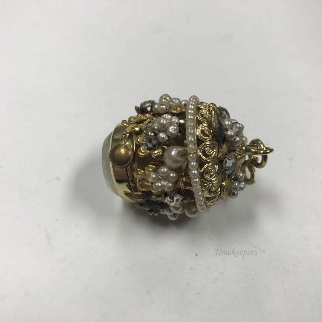 d366 Original Vintage Pedre Swiss 17J Gold Filled Filigree Pearl Pendant Watch
