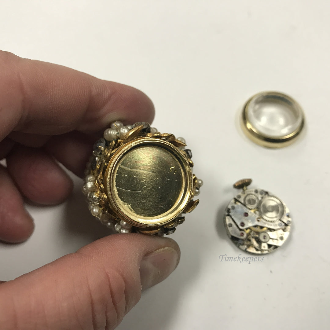 d366 Original Vintage Pedre Swiss 17J Gold Filled Filigree Pearl Pendant Watch