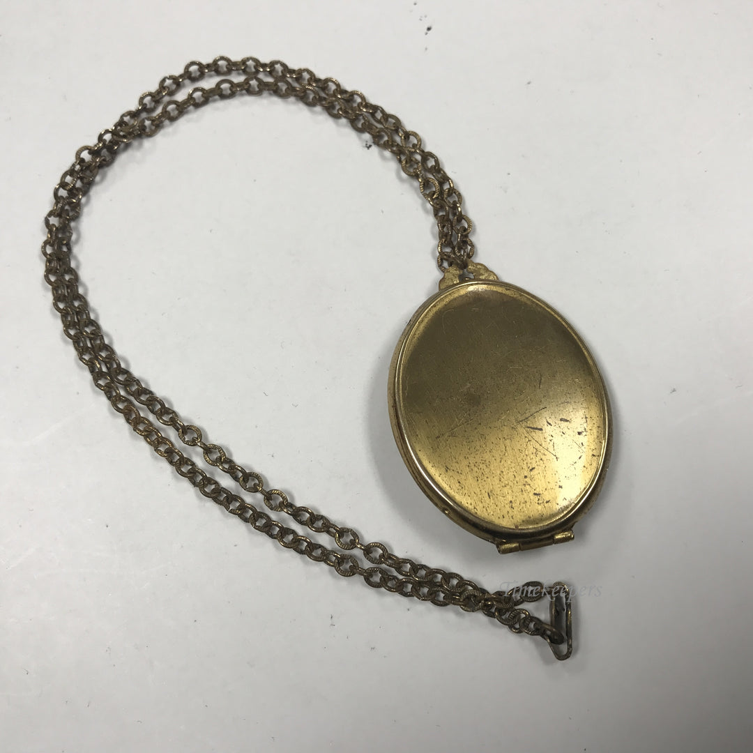 d376 Vintage Original Gold Filled Oval 2 Picture Locket Pendant 18" Necklace