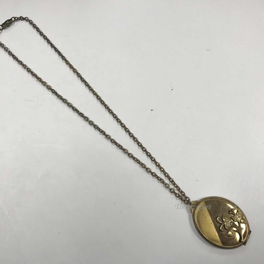 d376 Vintage Original Gold Filled Oval 2 Picture Locket Pendant 18" Necklace