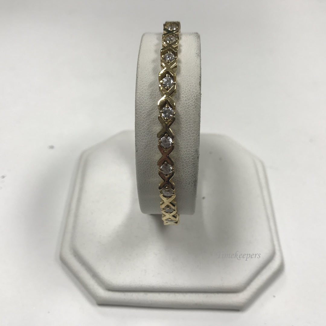 d379 Vintage Original Sterling Silver Gold Wash White Stones Women's Bracelet