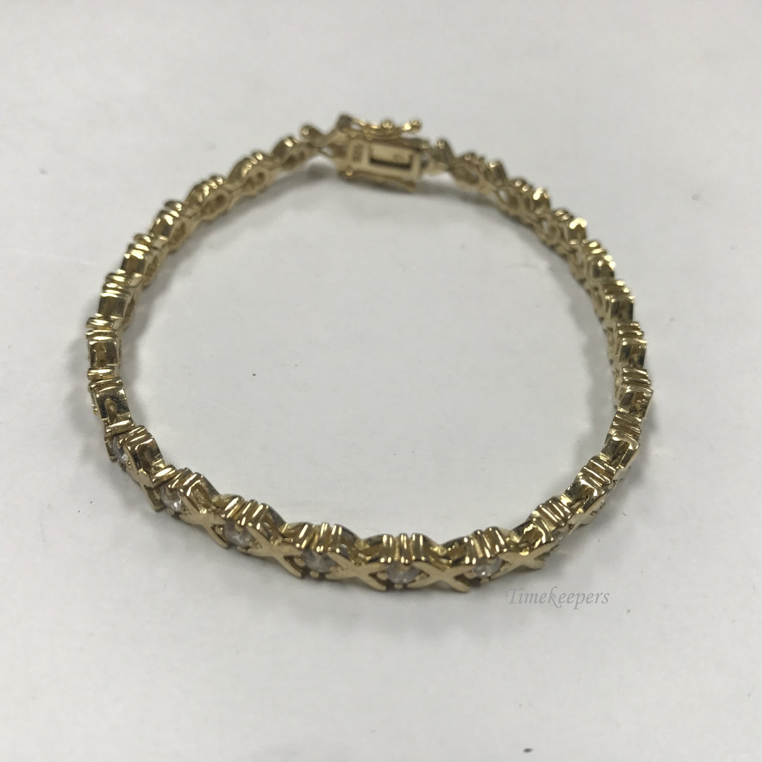d379 Vintage Original Sterling Silver Gold Wash White Stones Women's Bracelet