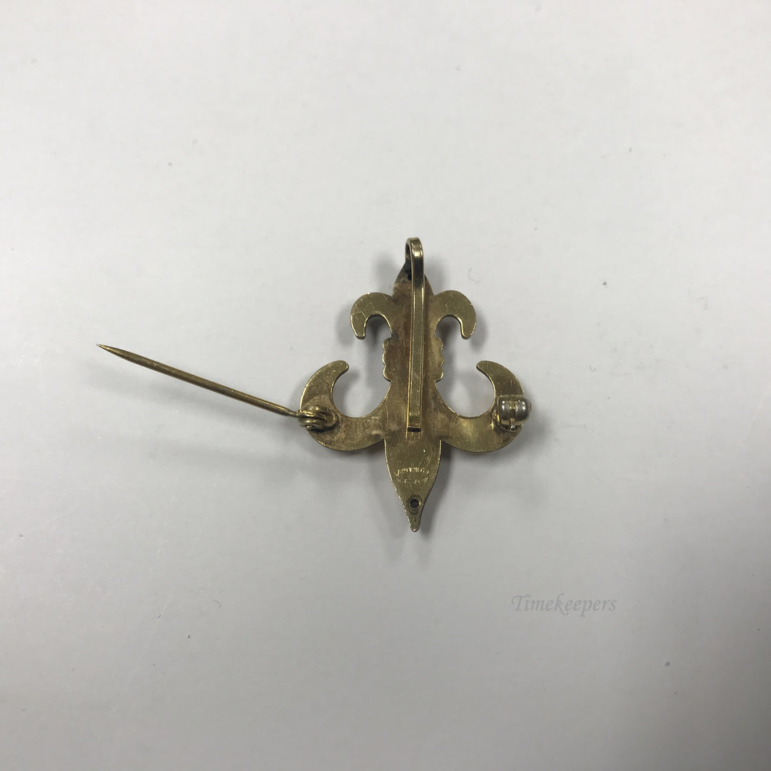 d470 Vintage Fleur de Lis Gold Filled Brooch Lapel Watch Pin